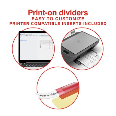 Staples Insertable Paper Dividers, 5-Tab, Customizable Binder Dividers for Office & School
