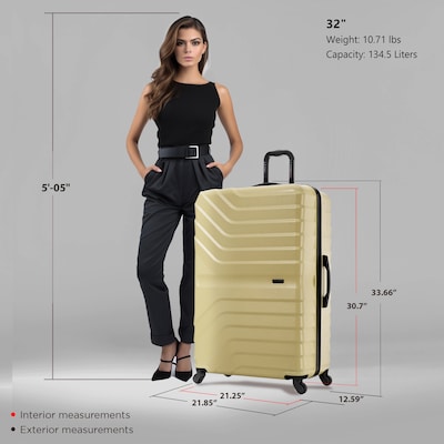 InUSA Aurum 33.66" Hardside Suitcase, 4-Wheeled Spinner, TSA Checkpoint Friendly, Champagne (IUAUR00XL-CHA)