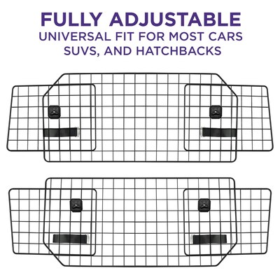 Pawple Adjustable Dog Car Barrier for SUV's, Cars, Vehicles, & Trucks, Heavy-Duty Wire Mesh, Universal Fit, Black (PAWDBAR)