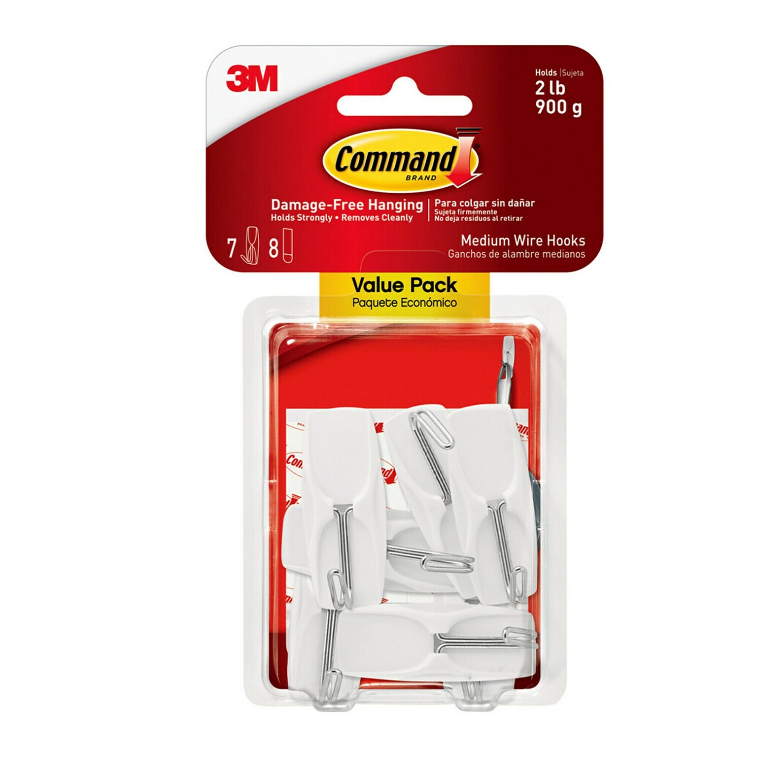 Command Damage Free Medium Hook, 2 lb, White, 7/pack (17065-VPES)