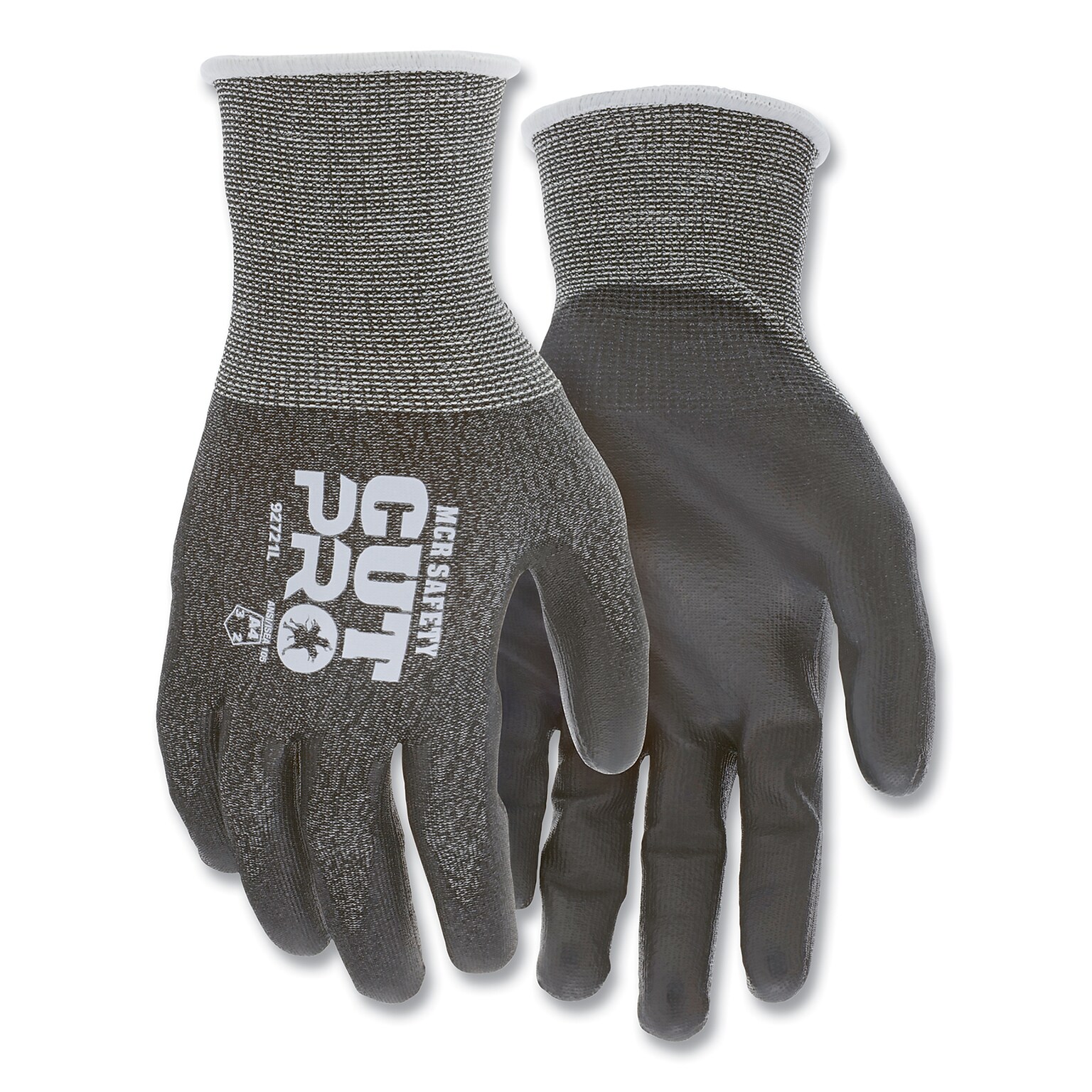 MCR Safety CutPro Polyurethane Coated Gloves, Small, 21-Gauge, ANSI Cut Level A4, Black, 12/Carton (92721S)