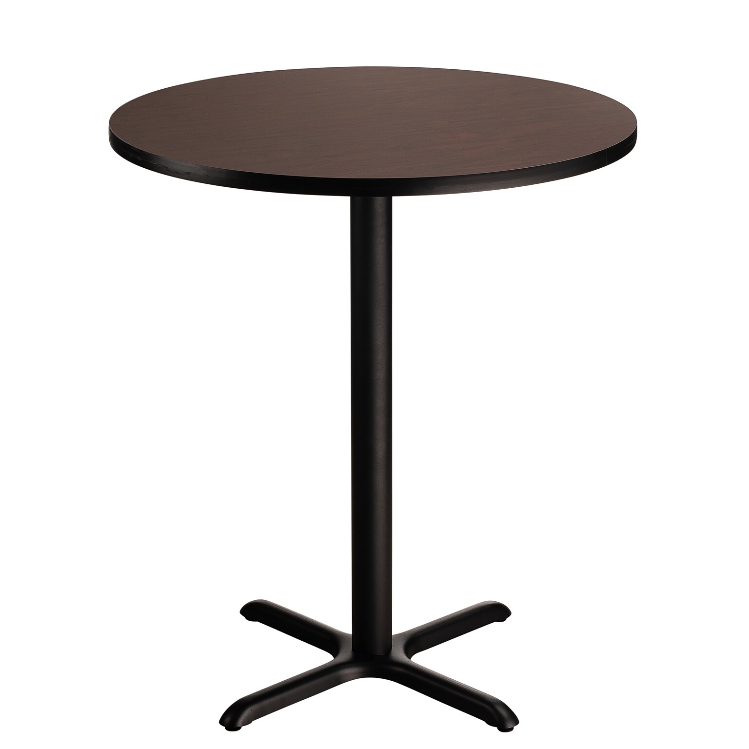 NPS CT Series 36 Round 42 Height Cafe Table, X Base, Black Frame/Mahogany Top (CT13636XBPBTMMY)