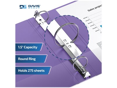 Davis Group Premium Economy 1 1/2" 3-Ring Non-View Binders, Purple, 6/Pack (2312-69-06)