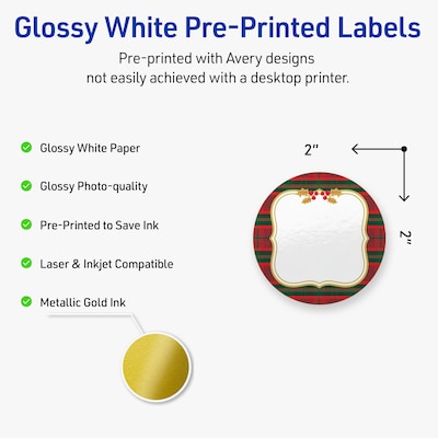Avery Circle Multipurpose Labels, 2 Dia., White, 120/Pack (19479370513)