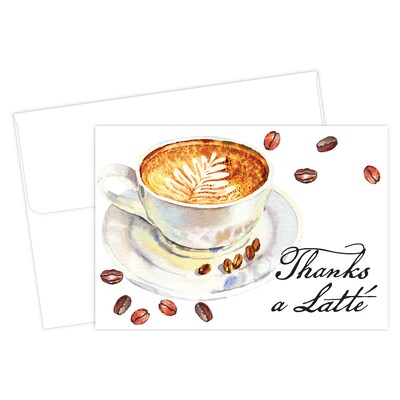 Great Papers Thanks a Latte General Use Thank You Notecard Kits, Multicolored, 24/Pack (2025022)