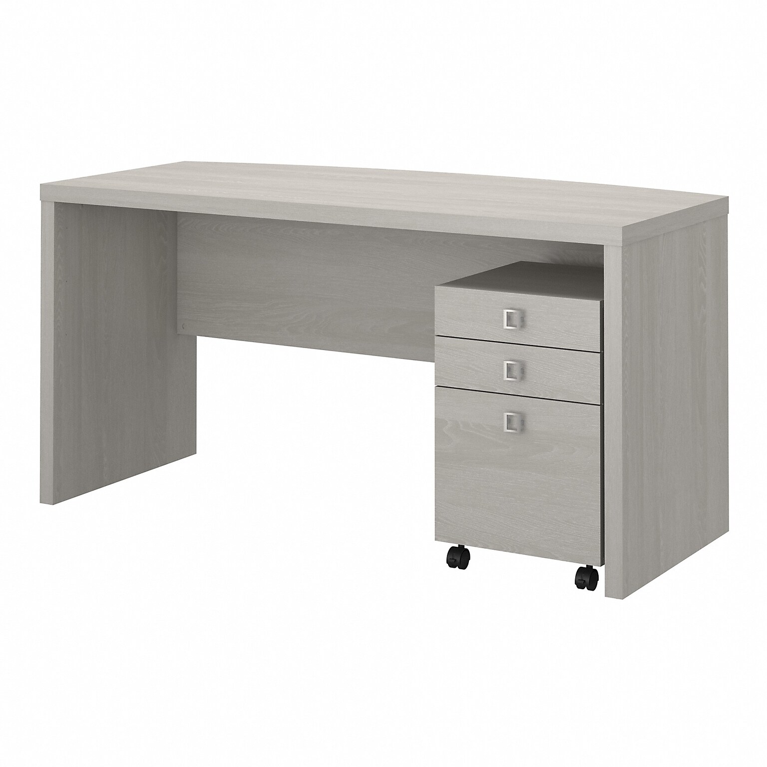 Office by kathy ireland Echo 60 Bow Front Computer Desk with Mobile Cabinet, Gray Sand (ECH001GS)