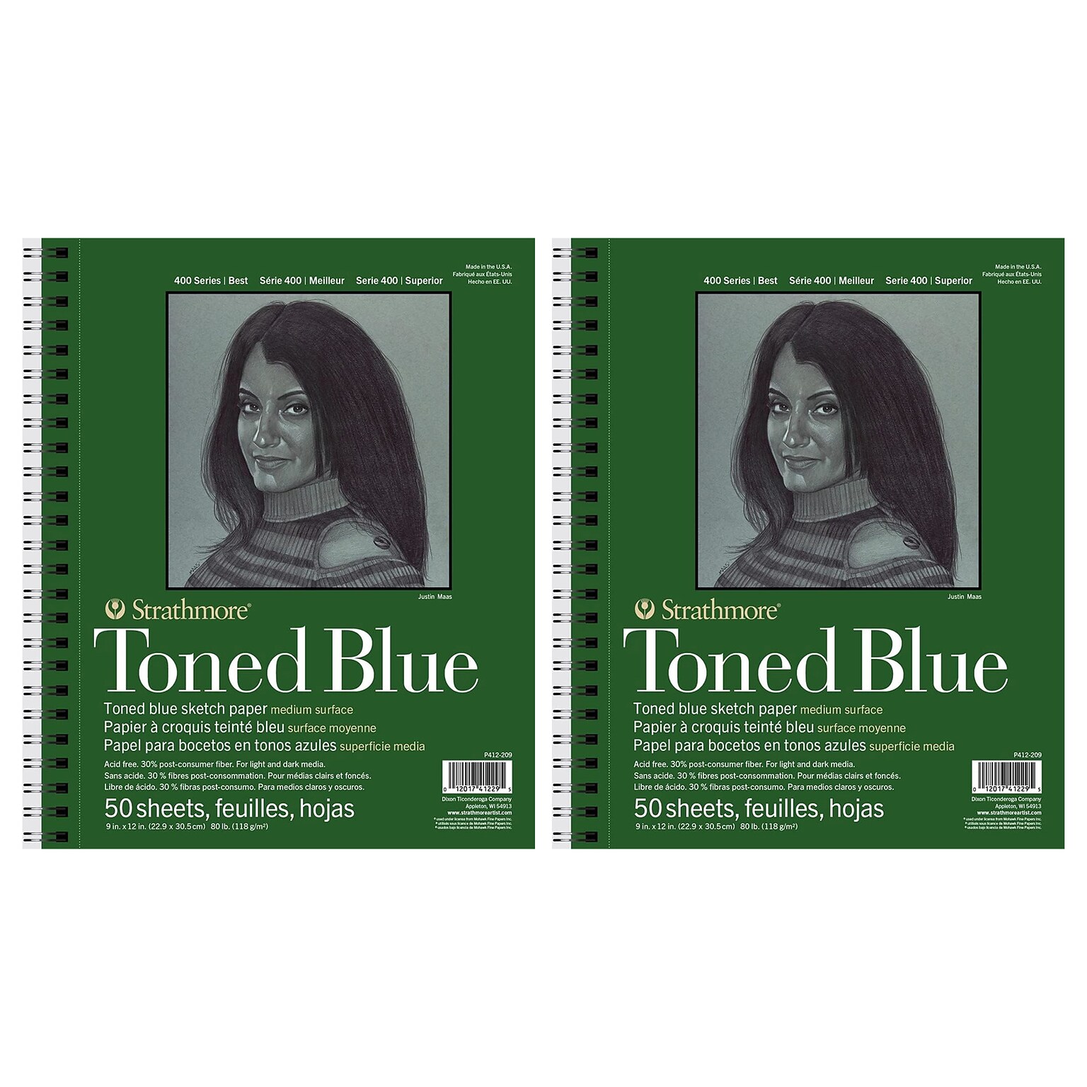 Strathmore 400 Series 9 x 12 Wire Bound Sketch Pad, 50 Sheets/Pad, 2/Bundle (STTP4122096-2)