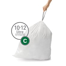 simplehuman 3.2 Gallon Trash Bag, Low Density, White (CW0252)