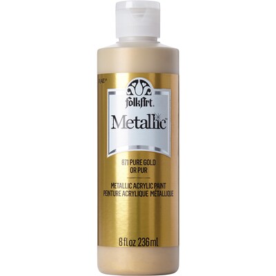 FolkArt Acrylic Paint Metallic, 8oz., Pure Gold, 3/Pack (FLK871-3)
