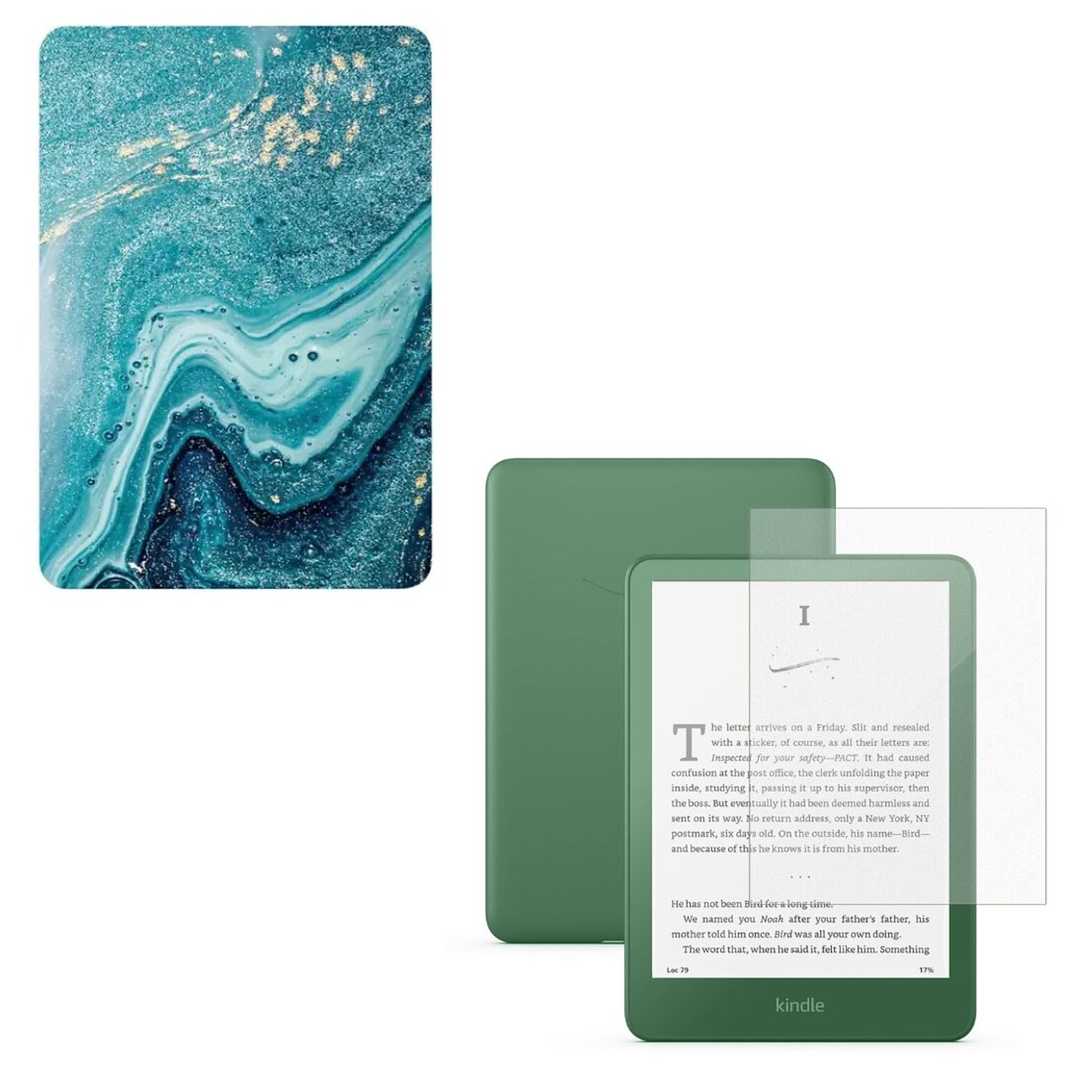SaharaCase Venture TPU 7 Folio Case & Screen Protector for Kindle, Oasis Green (TB00447-ZD-T70)