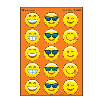 Trend Enterprises Emoji Cheer Orange Scent Stickers, Assorted Colors, 60 Stickers/Pack, 6 Packs/Bundle (T-83433)