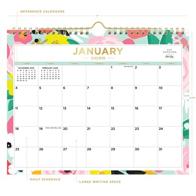 2026 Day Designer for Blue Sky Secret Garden 11 x 8.75 Monthly Desk Calendar (148632-26)