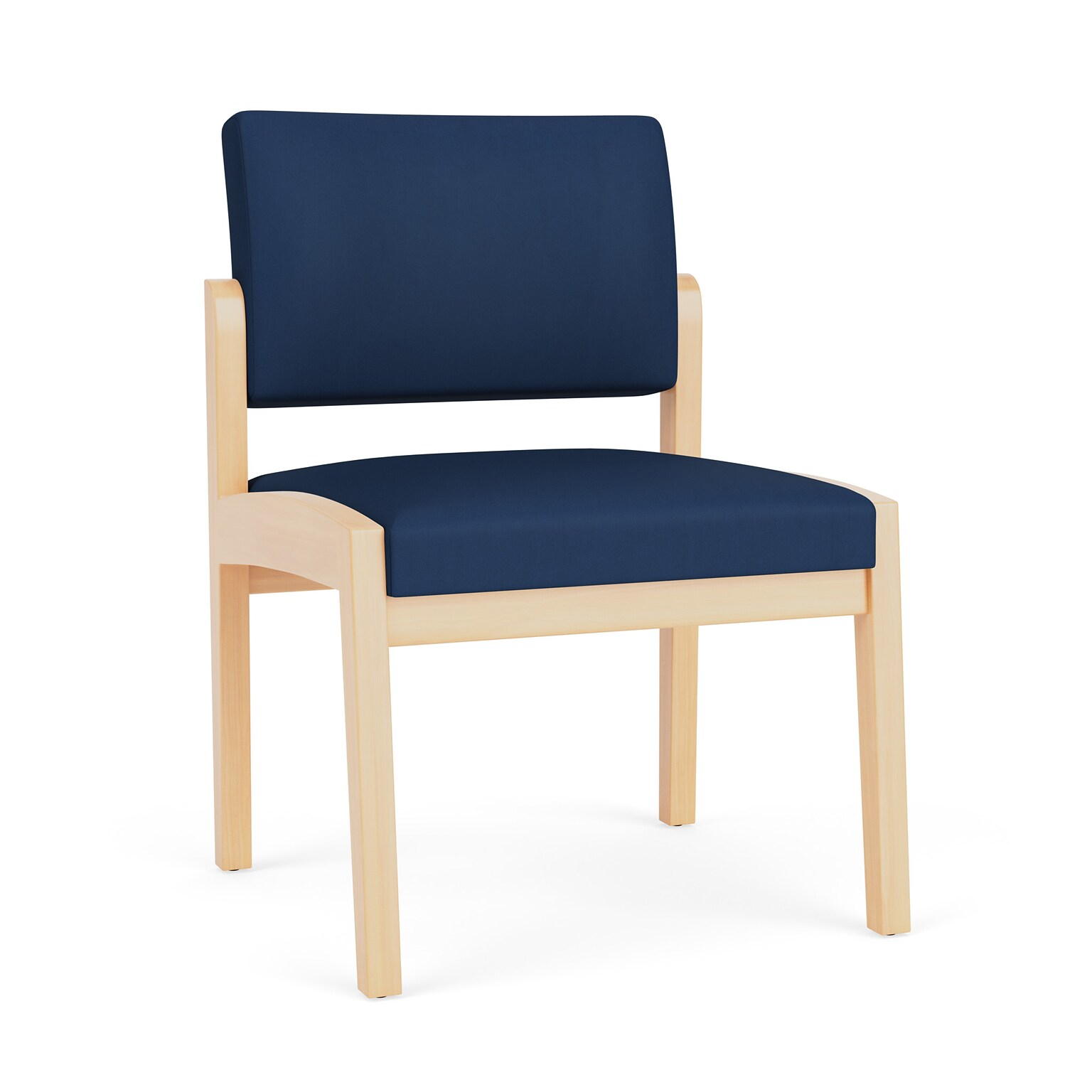 Lesro Lenox Wood Vinyl Guest Chair, Armless, Patriot Plus Imperial Blue/Natural (LW1102.WNA-01PPIB)