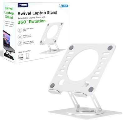 Uncaged Ergonomics 10.2 x 10 Metal Swivel Laptop Stand 2.0, White (SLS-White)