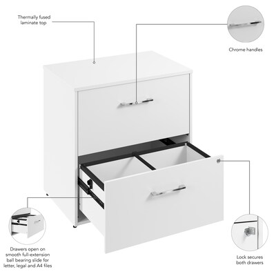 Bush Business Furniture Hustle 2 Drawer Lateral File Cabinet, White (HUF130WH)