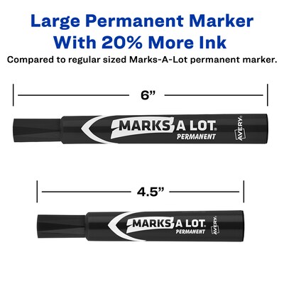Avery Marks A Lot Permanent Marker, Chisel Tip, Black, 36/Pack (98206)
