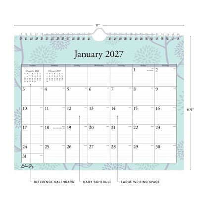 2027 Blue Sky Rue Du Flore 11 x 8.75 Monthly Wall Calendar, Green (101613-27)