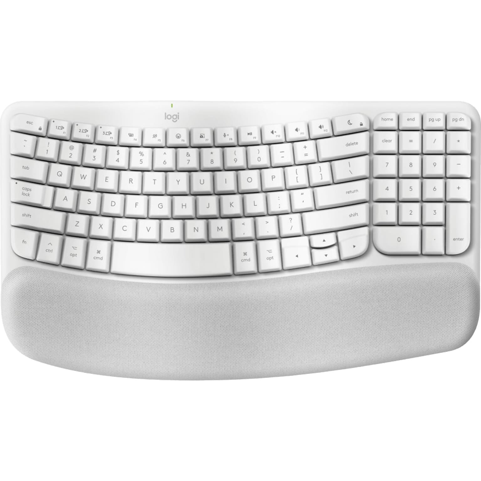 Logitech Wave Keys Wireless Ergonomic Keyboard, White (920-012402)