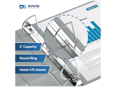 Davis Group Premium Economy 2" 3-Ring Non-View Binders, D-Ring, Gray, 6/Pack (2304-07-06)