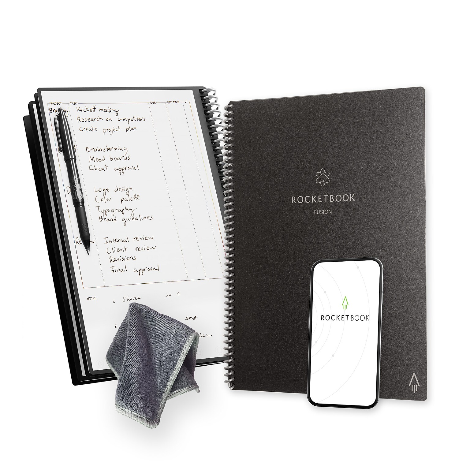 Rocketbook Fusion Reusable Notebook Planner Combo, 8.5 x 11, 42 Sheets, Black (EVRF-L-RC-A-FR)
