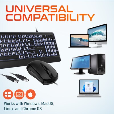 Delton KBM20 Wired Keyboard and Optical Mouse Combo, Black (DKMBG20-U)