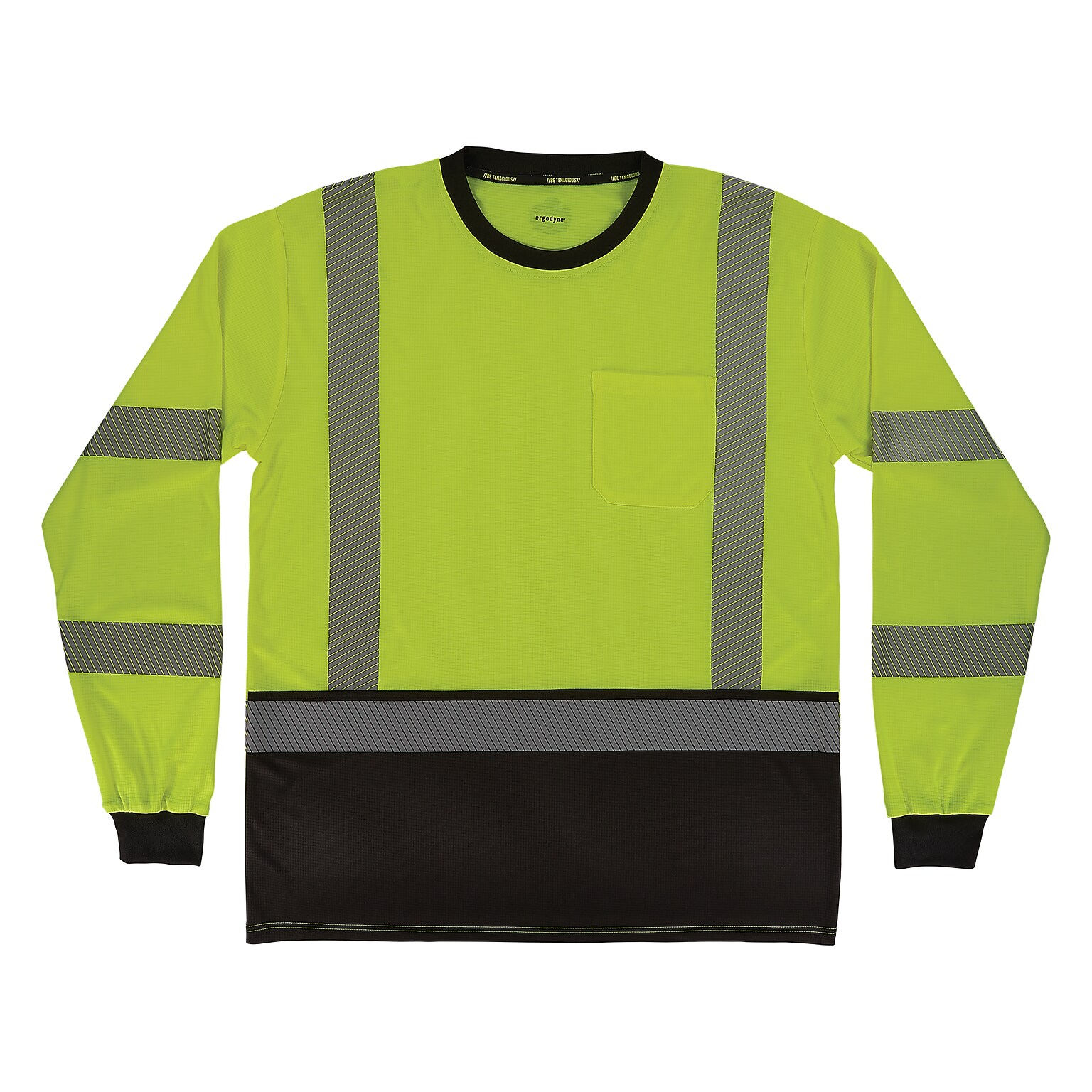 Ergodyne GloWear 8371BK High Visibility Long Sleeve Black Bottom T-Shirt, ANSI Type R Class 3, Lime, 4XL (22298)