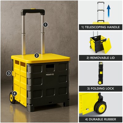 Mount-It! Mobile Utility Cart, Yellow/Black (MI-905)