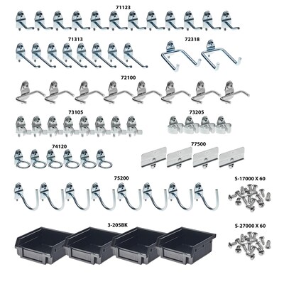 Triton Products DuraHook Kit, 60 Assorted Pegboard Hooks and 4 Bins (76964)