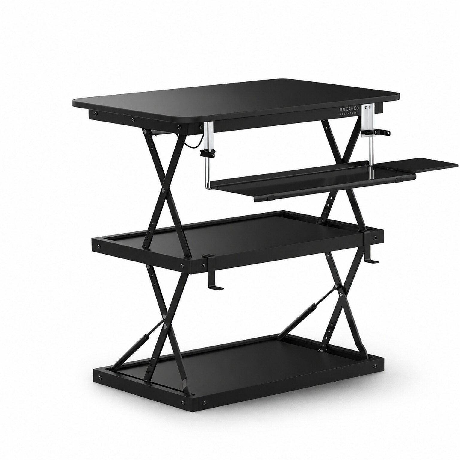 Uncaged Ergonomics Adjustable Standing Desk Converter with Keyboard Tray, Black (CDM)