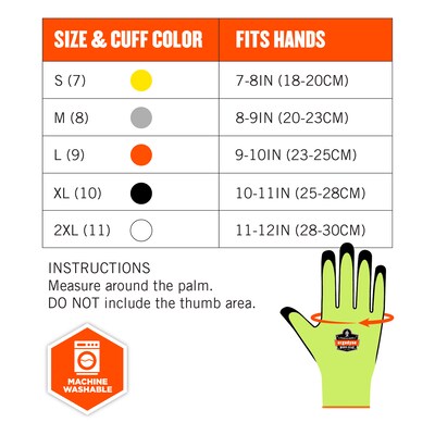 Ergodyne ProFlex 7022 Hi-Vis Nitrile Coated Cut-Resistant Gloves, ANSI A2, Dry Grip, Lime, XL, 144 Pairs (17875)
