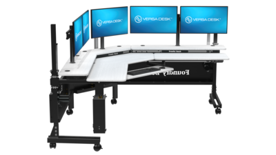 VersaDesk Foundry Bench 80W Electric Corner Adjustable Standing Desk, White/Black (FBC8080-BW-APP)