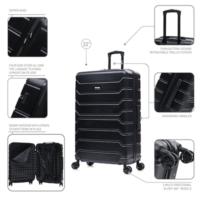 InUSA Trend 34.05" Hardside Suitcase, 4-Wheeled Spinner, TSA Checkpoint Friendly, Black (IUTRE00XL-BLK)