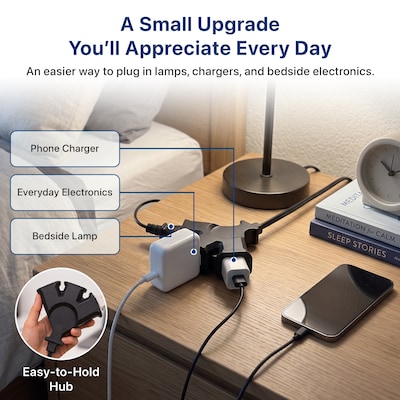 Uncaged Ergonomics Comfort Grip 3-Outlet Extension Cord, 8 ft, Black (CGEC-Black)