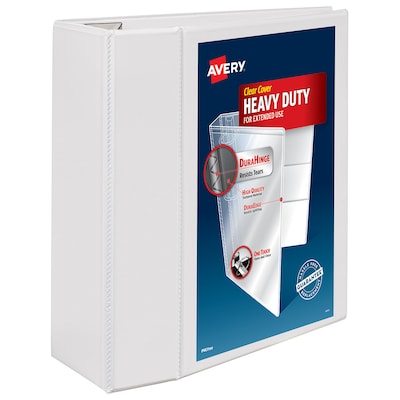 Avery Heavy Duty 5 3-Ring View Binders, One Touch EZD Ring, White (79-106/79-706)