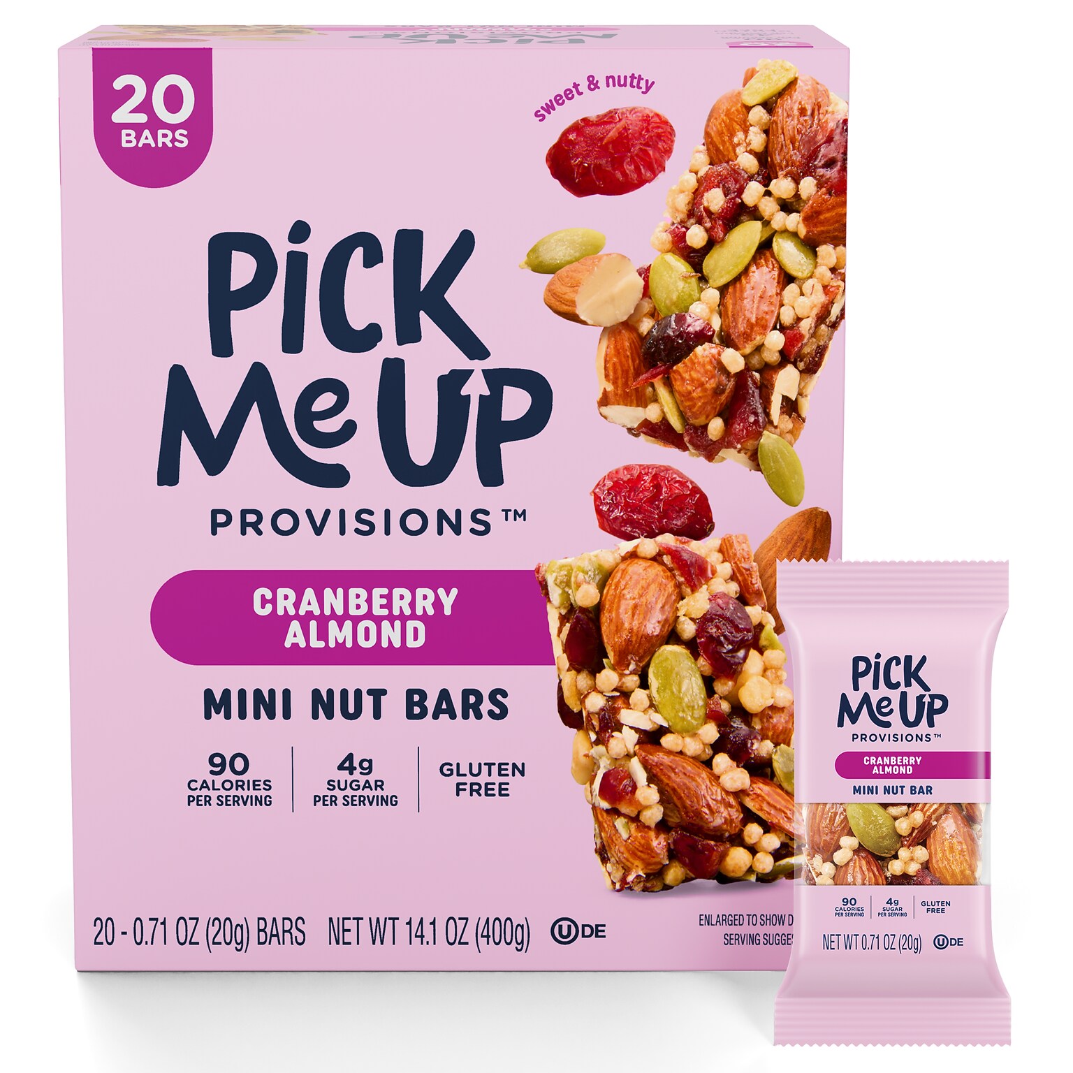 Pick Me Up Provisions™ Mini Gluten Free Cranberry Almond Nut Bar, 0.71 oz., 20 Bars/Box? (PM63397)