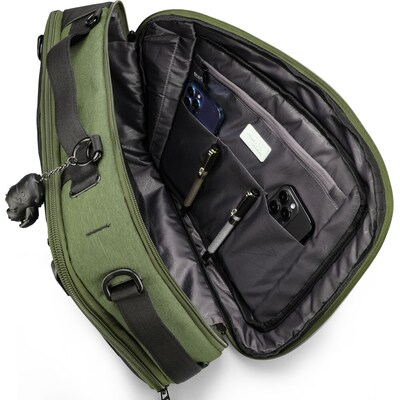Swissdigital BERG Hybrid Briefcase Laptop Compatible Backpack, Large, Dark Green (SD1649-23)