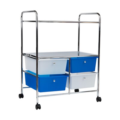 Mind Reader 2-Shelf 4-Drawer Mobile Utility Cart with Wheels, Metal, Multi (2SHROLL-ASST)