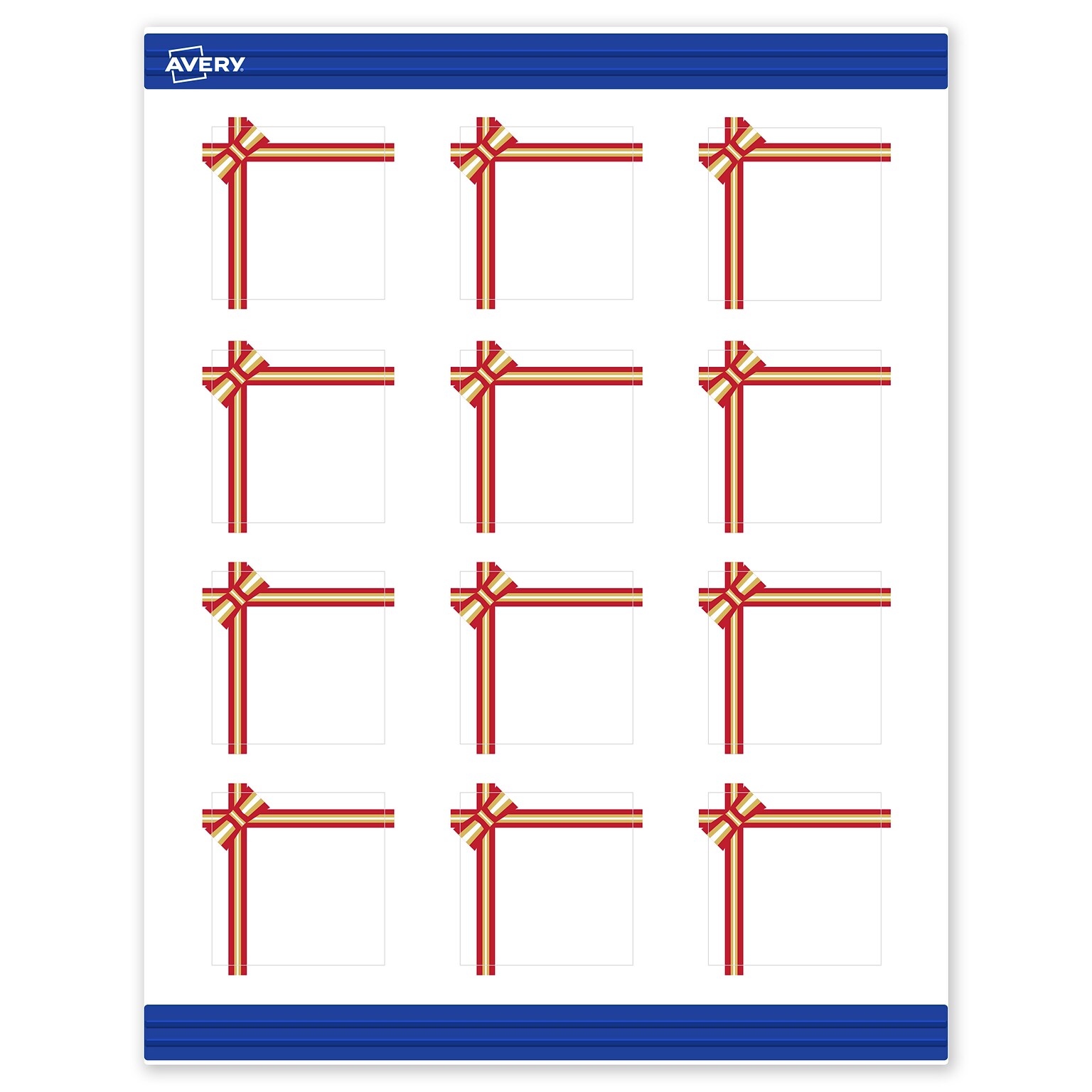 Avery Gold-Red Gift Bow Matte Blank Card, White, 120/Pack (S00-FFX)