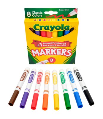 Crayola Kid's Markers, Broad Point, Assorted Colors, 8/Box (58-7708)
