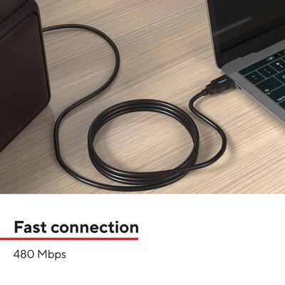Staples TECH 6 ft. USB-A to USB-B 2.0 Cable, Male to Male, Black (ST62438)