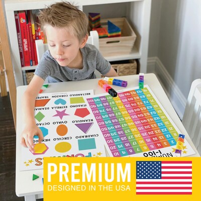 Hadley Designs 17" x 11"  Colorful Spanish Preschool Educational Posters, Laminated, 12/Set (HDDX004AH66RV)