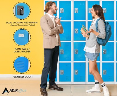AdirOffice 72'' 4-Tier Blue Storage Locker, 4/Pack (629-204-BLU-4PK)