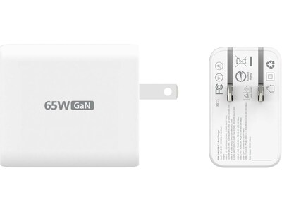 j5create 65W GaN USB-C 3-Port Charger for Laptops, Tablets and Mobile Devices, White (JUP3365)