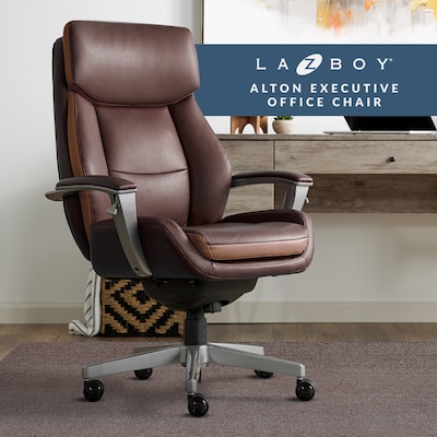 La-Z-Boy Alton Ergonomic Bonded Leather Swivel Executive Chair, Brown (51544-BRN)