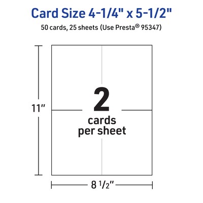 Avery Integrated Cards, 4.25" x 5.5", Glossy White, 50/Pack (95347)