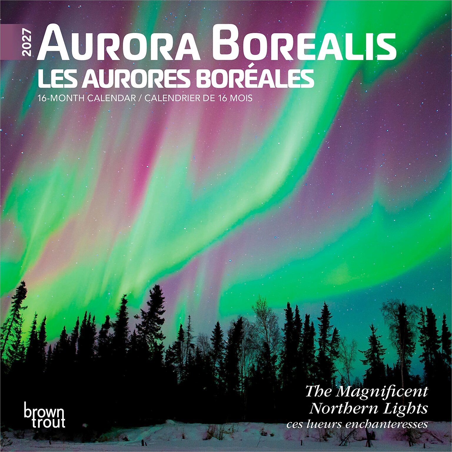2027 BrownTrout Aurora Borealis 7 x 7 Monthly Wall Calendar, Assorted Colors (9798330709649)