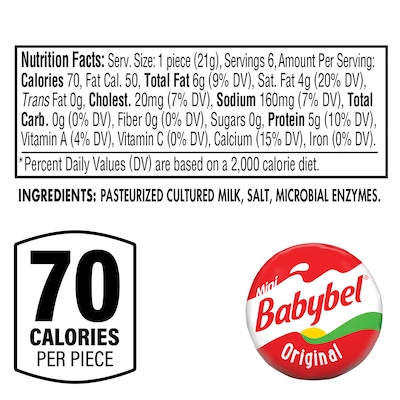 Babybel Mini Variety Cheese, 4.5 oz., 5/Pack (600-00234)