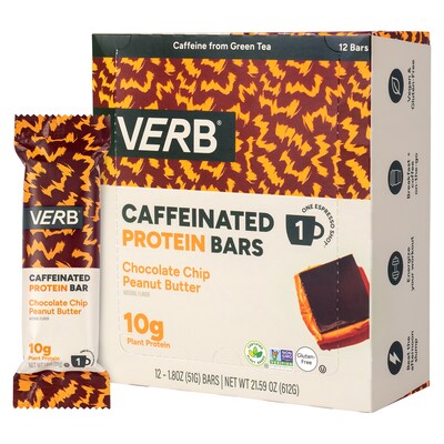 VERB Caffeinated Gluten Free Assorted Protein Bar Variety Pack, 1.8 oz., 24/Pack (600-04177)