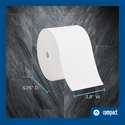 Compact Recycled Coreless Toilet Paper, 1-Ply, White, 3000 Sheets/Roll, 18 Rolls/Carton (19374)