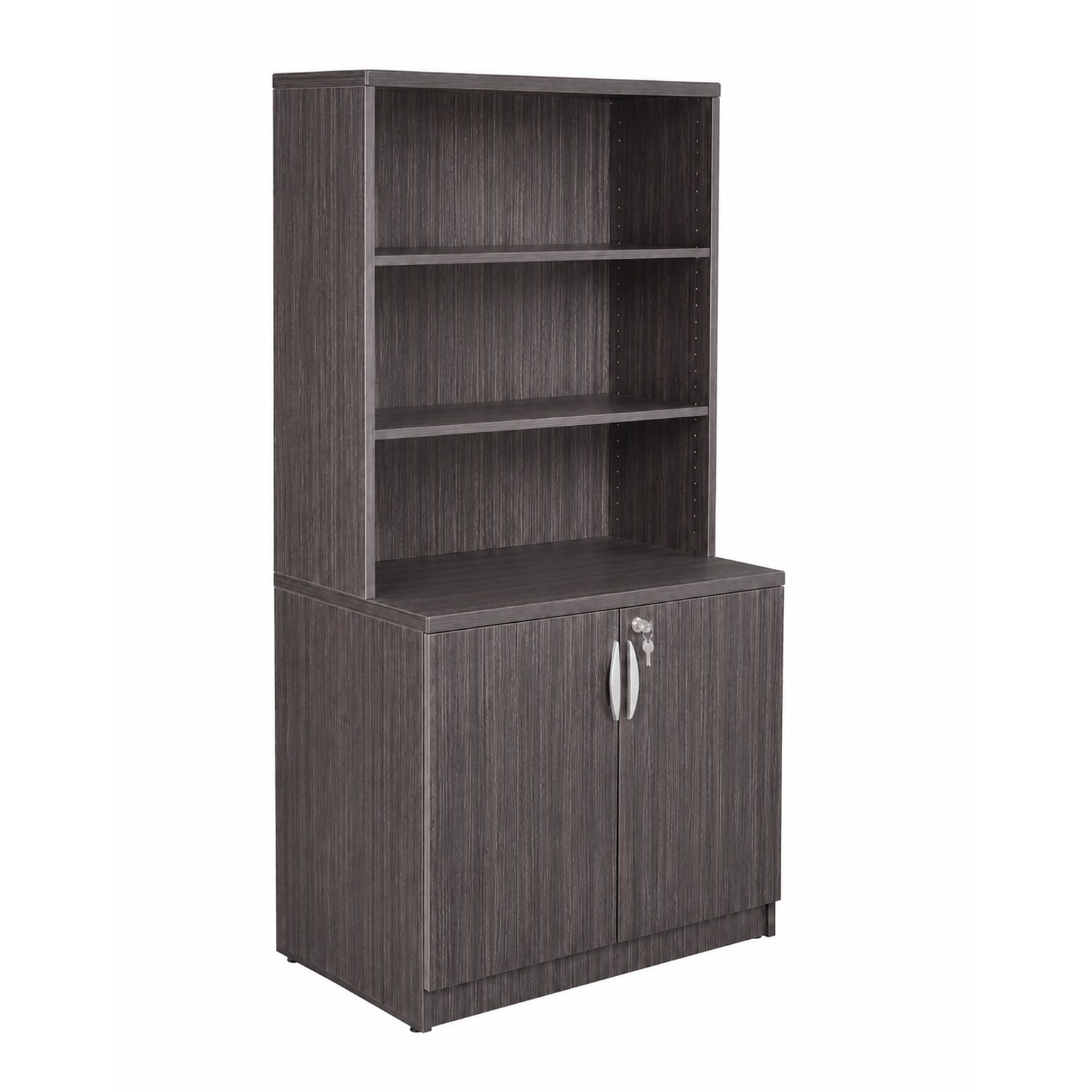 Boss Office Products Storage Cabinet/Bookcase Combo, Driftwood (GROUPA24-DW)